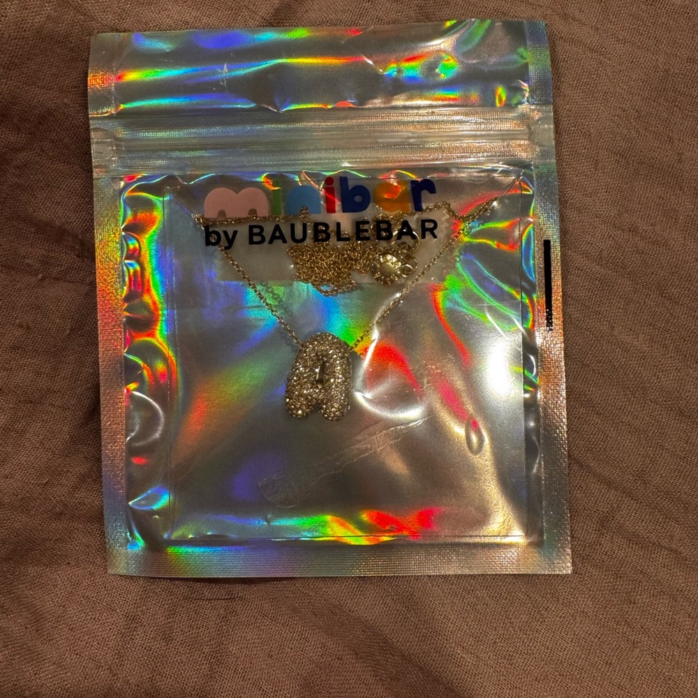 BaubleBar Glittering Gold A Initial Necklace